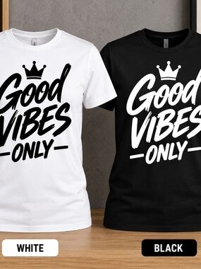 Good Vibes Only Kids T‑Shirt - White & Black